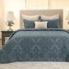 Pristine Prussian Blue Cotton Bedspread