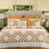 Checkers Ivory Amber Cotton Quilted Bedspread