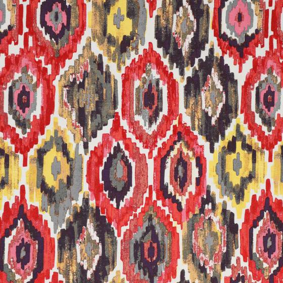 Embroidered and printed Fabric Active Scarlet  MULTI