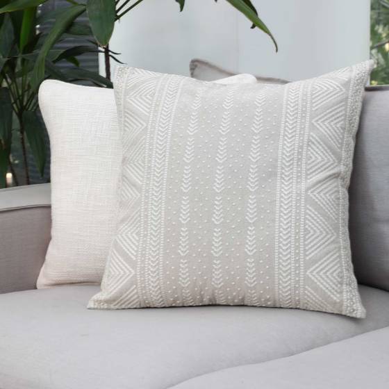 Aztec Natural Ivory Cotton Cushion Cover