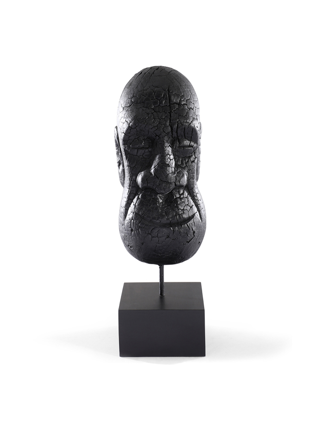 WOODEN CHARRED BLACK MASK-B
