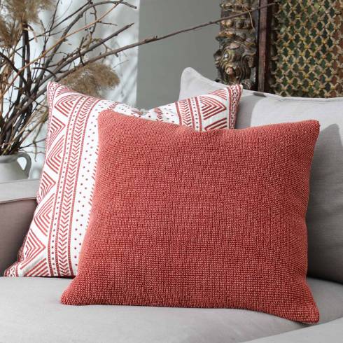 Solid Handloom Cotton Coral Cushion Cover