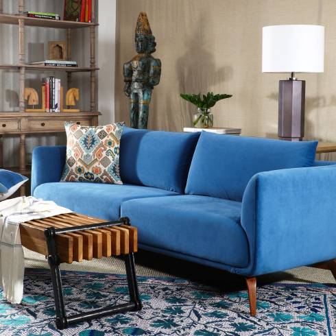 Moa 3 Seater Blue Upholstered Sofa