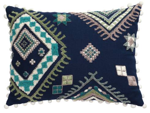 Rabat Navy Cotton Cushion Cover