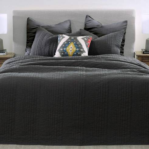Variegated Channel Cotton Charcoal Bedspread Quilted