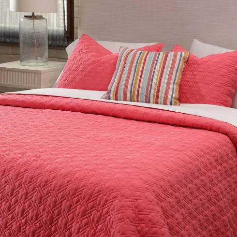Abstract Brick Cotton Pink Quilted Bedspread