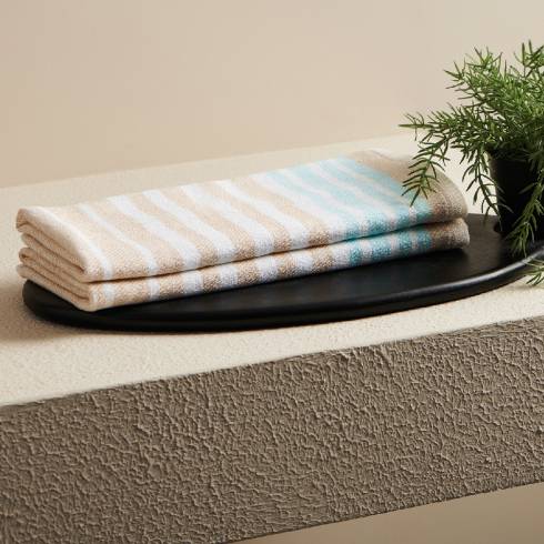 Ombre Hammam Terry Aqua/Sand Cotton Hand Towel