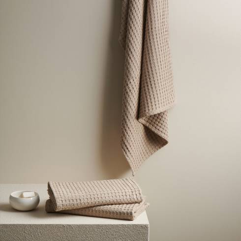 Beehive Bamboo Textured Waffle Clay Cotton Bath Towel
