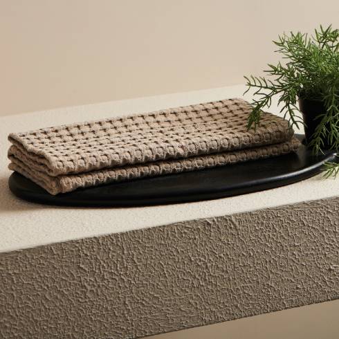 Beehive Bamboo Textured Waffle Clay Cotton Hand Towel