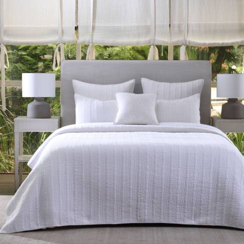 Lineara White Cotton Quilted Bedspread