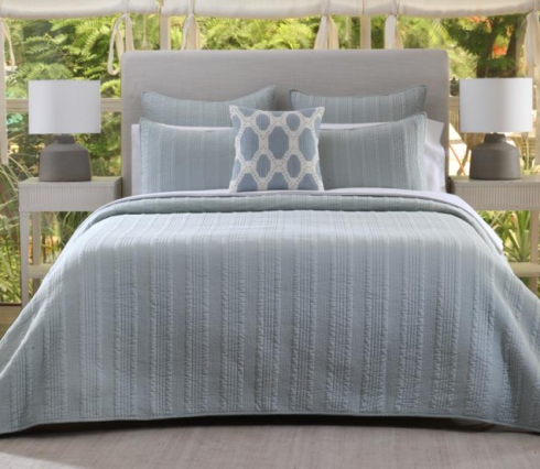 Lineara Blue Cotton Quilted Bedspread