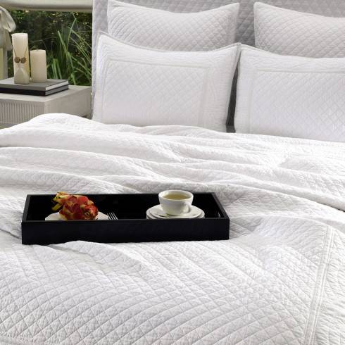 French Trellis White Quilted Bedspread