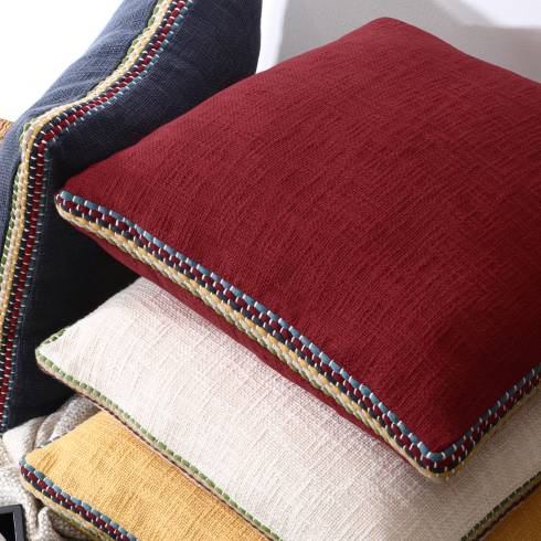 Gusset Pillow - Magic Slub Cotton Red Cushion Cover