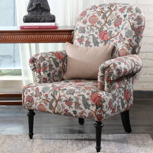 Jona Multi Floral Printed Upholstered Armchair
