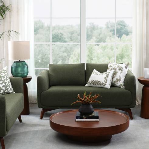 Moa 2 Seater Green Upholstered Sofa