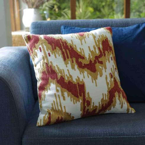 Flame Stitch Coral Cotton Cushion Cover