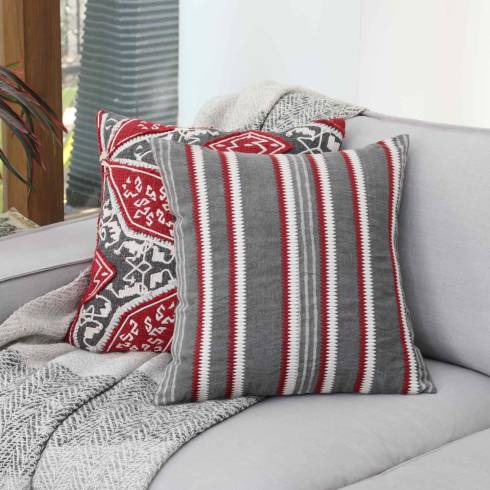 Naxos Stripe Cotton Grey Cushion Cover