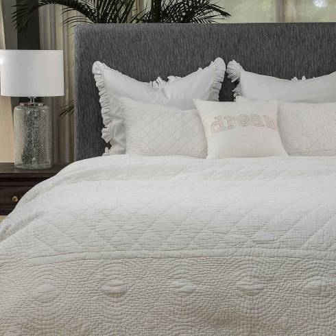 Cable light Ivory Cotton Quilted Bedspread