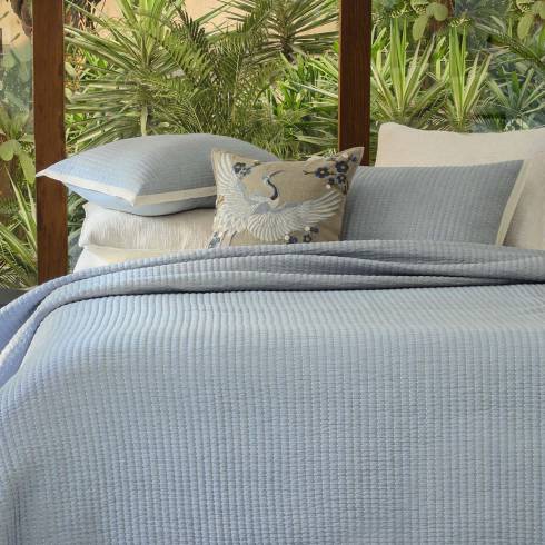 Kantha Melange Blue Cotton Quilted Bedspread