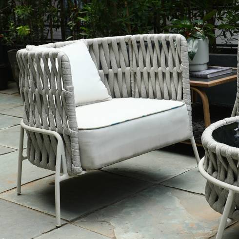 Parker Silver White Upholstered Armchair