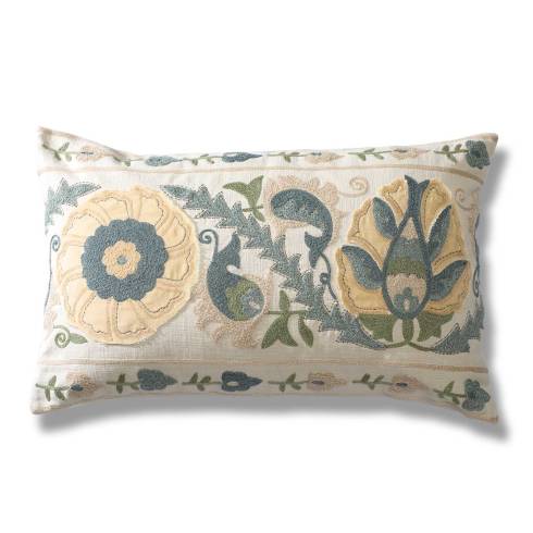 Iris Lumbar Almond Multi Cotton Cushion Cover 