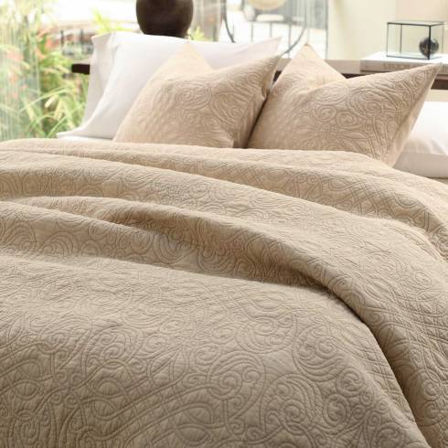 Ornament Cotton Voile Natural Quilted Bedspread 