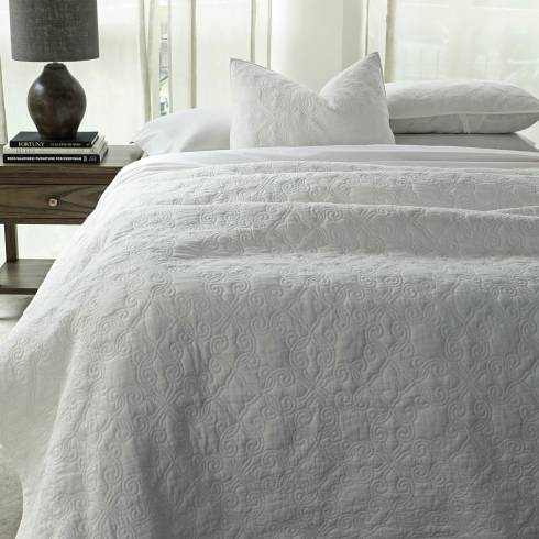 Clara Cotton Voile Ivory Quilted Bedspread 