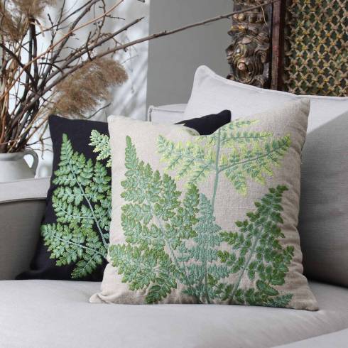 Botanica Fern Linen Natural Green Cushion Cover