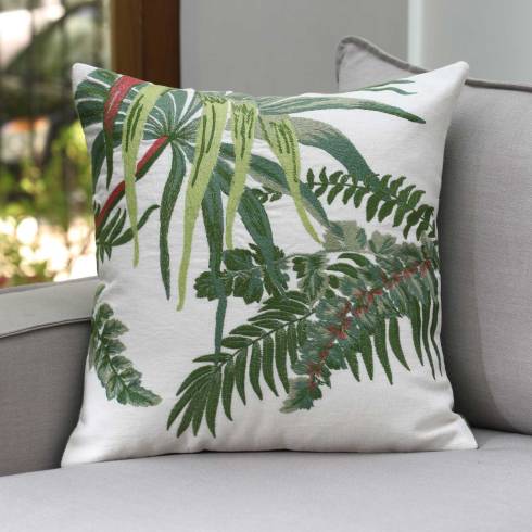 Botanica Linen Ivory Green Flora Cushion Cover