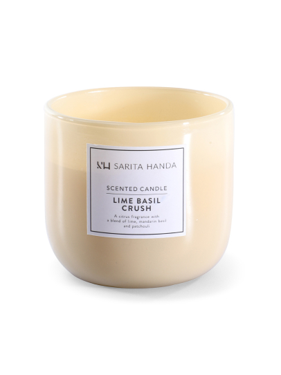 LIME BASIL CRUSH SCENTED JAR CANDLE WITHOUT LID-L (PEARL)