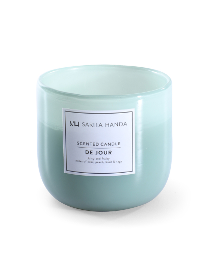 LIME BASIL CRUSH SCENTED JAR CANDLE WITHOUT LID-L (BLUE)