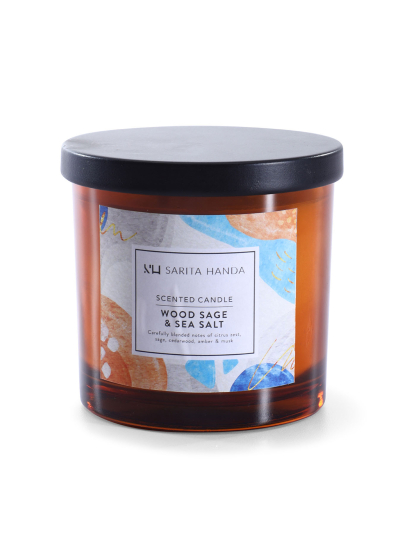 WOODSAGE & SEA SALT SCENTED JAR CANDLE WITH LID-L