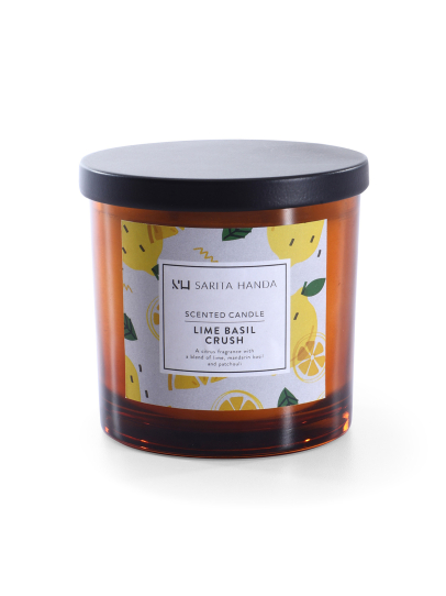 LIME BASIL CRUSH SCENTED JAR CANDLE WITH LID-L