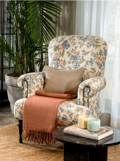 PRINTED FABRIC PEONY BLUE