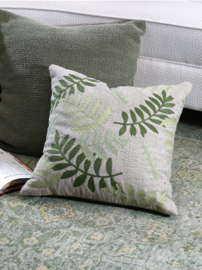BOTANICA ALL OVER NATURAL GREEN CUSHION COVER 46 X 46 CM