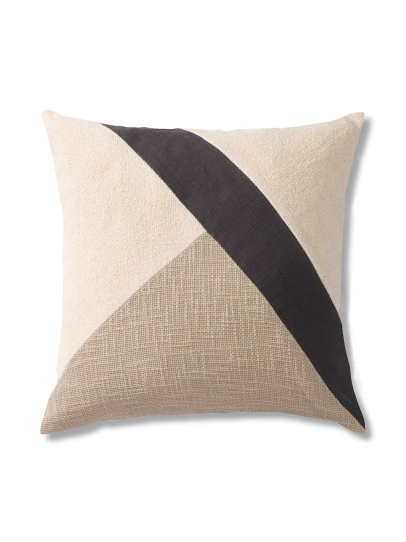 GEO TRIANGLES BEIGE CHARCOAL CUSHION COVER 46 X 46 CM