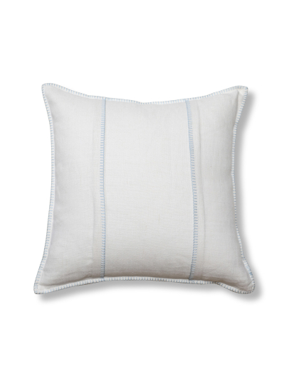 BLANKET STITCH IVORY BLUE CUSHION COVER 51 X 51 CM