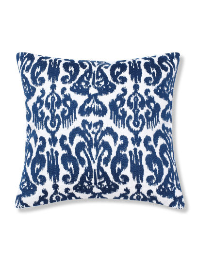 IKHAT IVORY INDIGO CUSHION COVER 46 X 46 CM