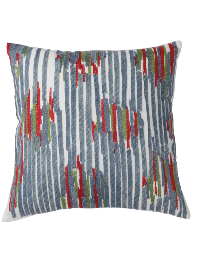 FLAME LINES IVORY BLUE CUSHION COVER 46 X 46 CM