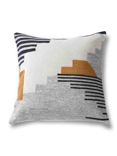 ASSYMETRY IVORY AMBER BLACK CUSHION COVER 51 X 51 CM