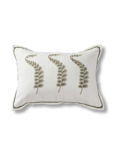 FERN LEAVES IVORY GREEN CUSHION COVER 36 X 51 CM