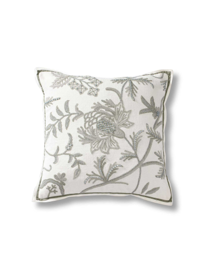 JACOBEAN IVORY GREEN CUSHION COVER 46 X 46 CM