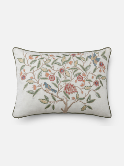 BIRD ON A TREE IVORY MULTI CUSHION COVER 36 X 51 CM