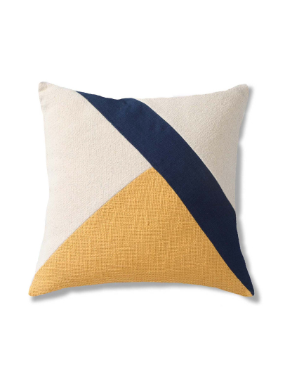 GEO TRIANGLES AMBER BLUE CUSHION COVER 46 X 46 CM