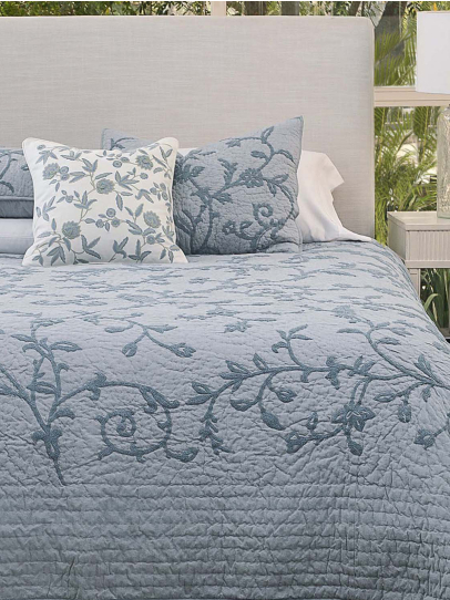 ETOILE BLUE/DARK GREY BEDSPREAD QUILTED 244 CM x 264 CM (96 IN x 104 IN)