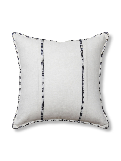 BLANKET STITCH IVORY INDIGO CUSHIONS 51 CM x 51 CM (20 IN x 20 IN)