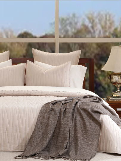 DOUBLE DIAMOND KOLA KHAKHI BEDSPREAD QUILTED 254 CM x 254 CM (100 IN x 100 IN)