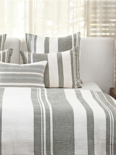 HAVEN STRIPE IVORY GREEN DUVET COVER 254 CM x 259 CM (100 IN x 102 IN)