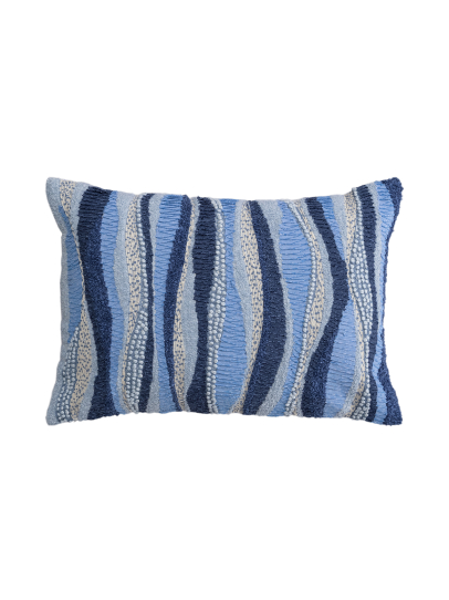 WAVE LINE WHITE BLUE CUSHIONS 36 CM x 51 CM (14 IN x 20 IN)