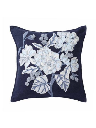 PAINTED FLEUR NAVY IVORY CUSHIONS 46 CM x 46 CM (18 IN x 18 IN)